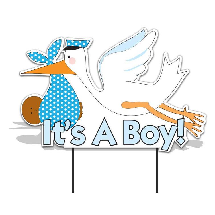 The Party Aisle It S A Boy Stork Baby Announcement Yard Sign Wayfair