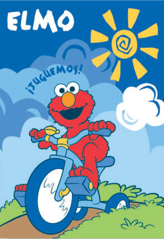 elmo riding a tricycle