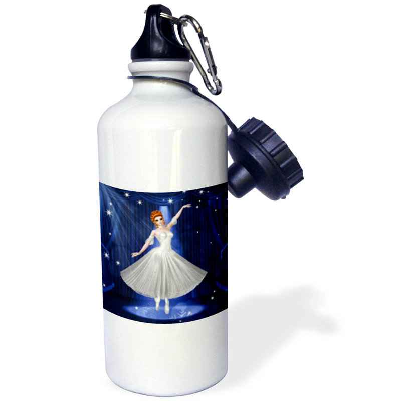 3drose Ballerina White On A Blue Stage And Theater Curtain In The Spot Light 21 Oz Stainless Steel Water Bottle With Straw Wayfair