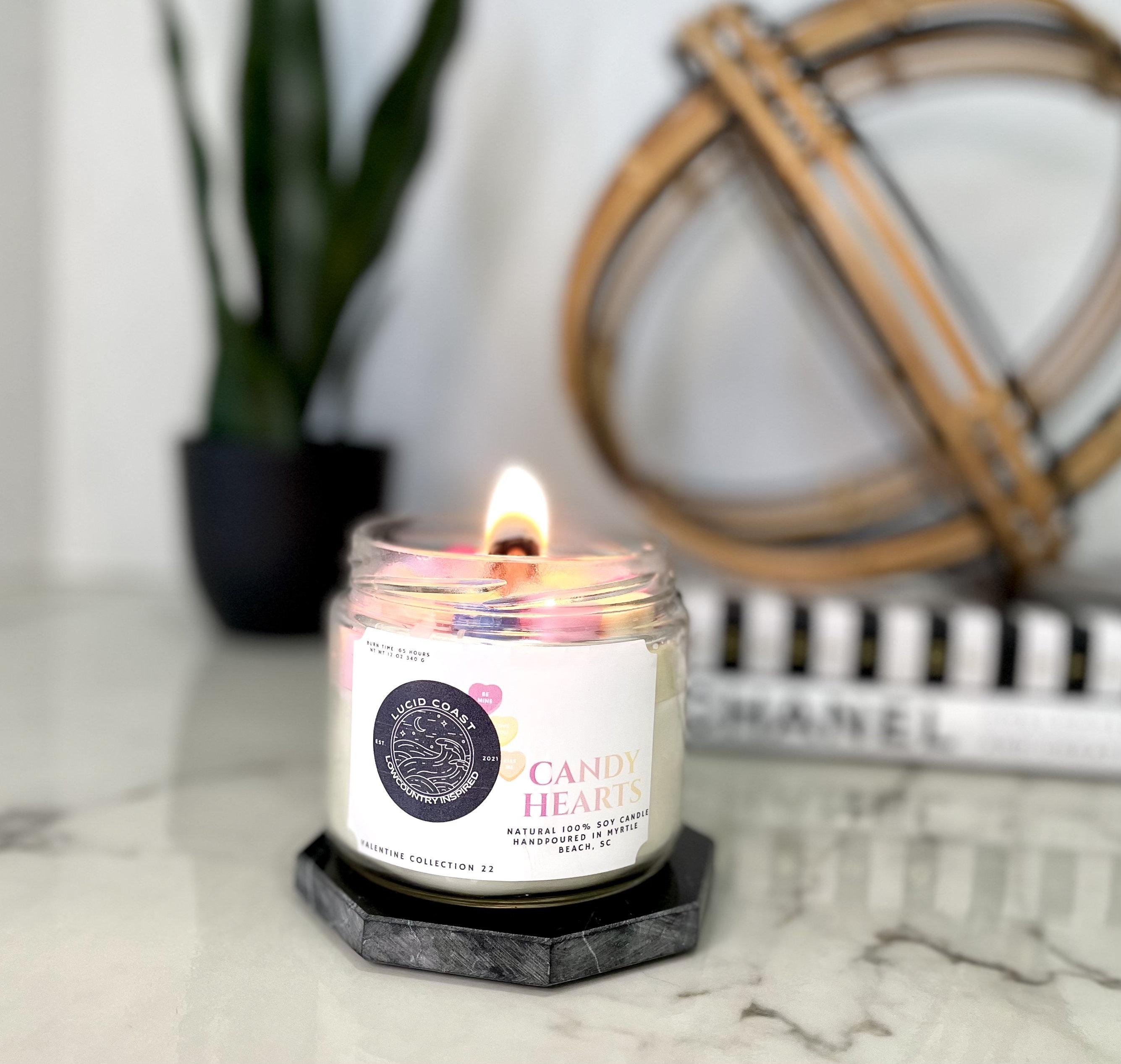 Lucid Coast Candle Company Candy Hearts Vegan Soy Candle Wayfair