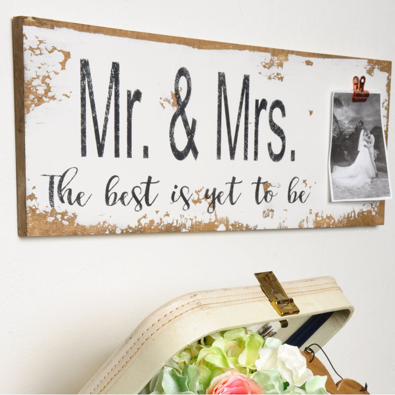 Le Prise Mr Mrs Wedding Sign With Photo Clip Wall Decor Wayfair