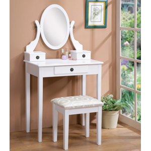 Moniya Wood Vanity Set with Mirror