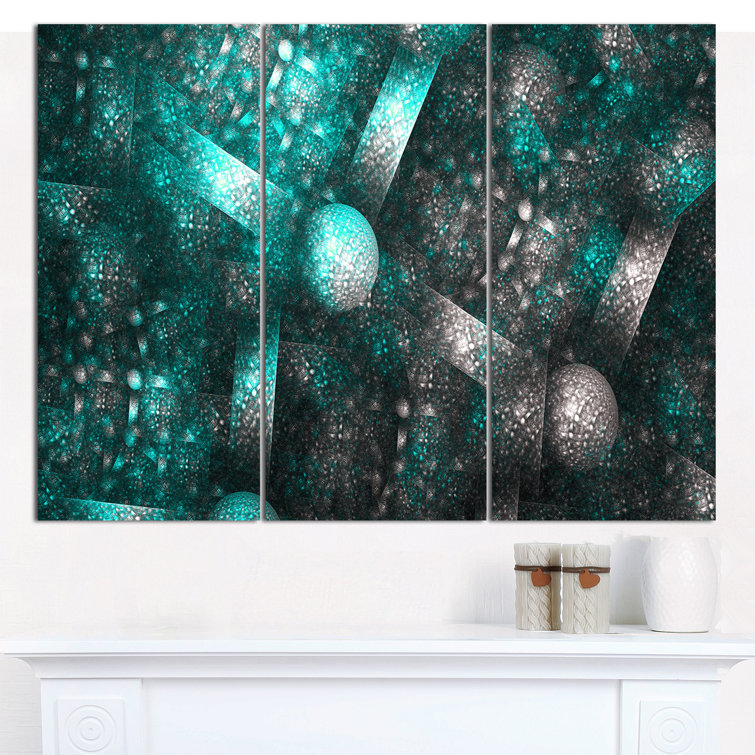 Designart Crystal Cell Blue Steel Texture 3 Piece Wrapped Canvas Graphic Art Wayfair