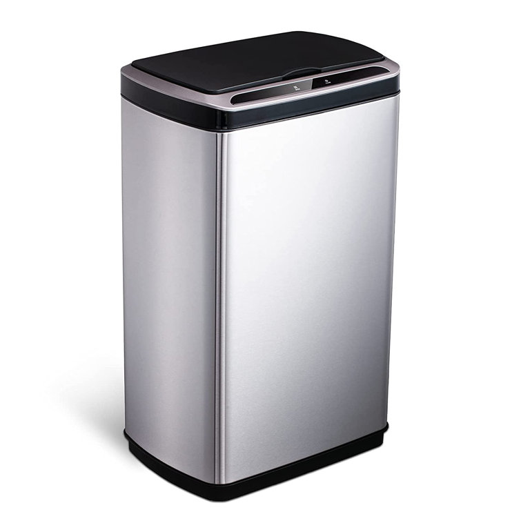 Touchless Sensor Trash Can 13 Gallon, Motion Automatic Bin For Kitchen And  Office, Black Cover And Silver Stainless Steel Sensor Garbage Can