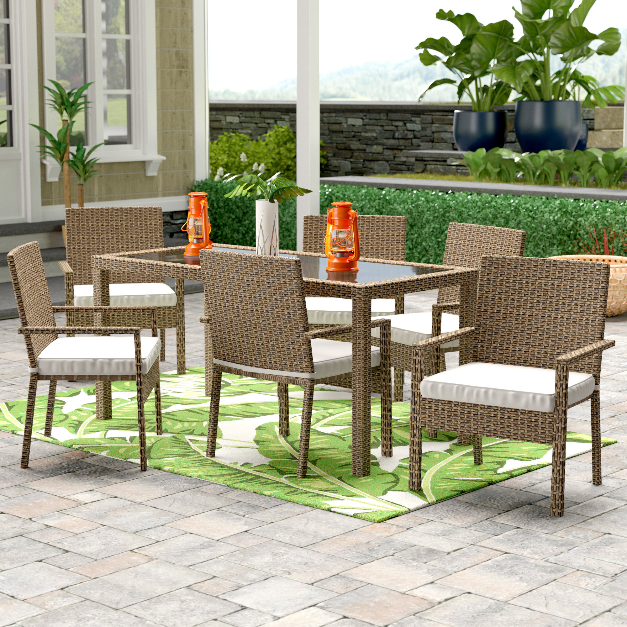 Bayou Breeze Moxley 7 Piece Dining Set With Cushions Reviews Wayfair