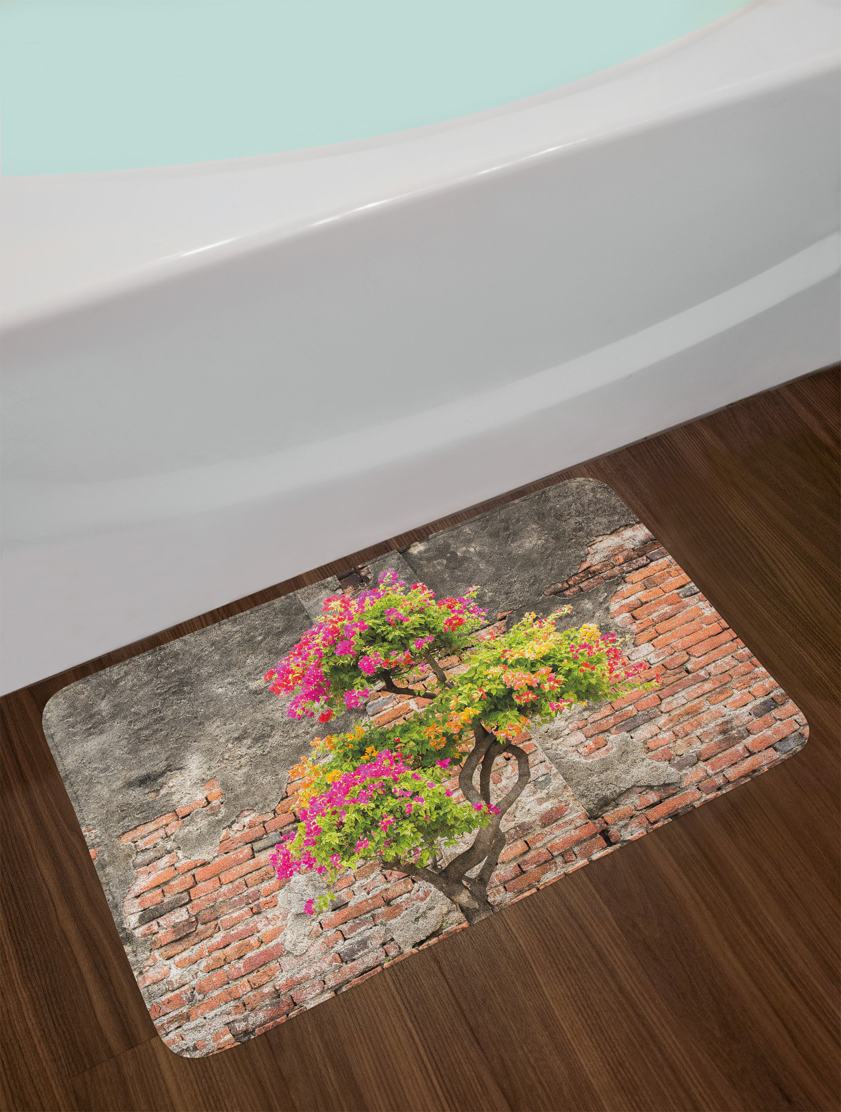 Multicolor Brick Wall Bath Rug Multicolor Brick Wall Bath Rug