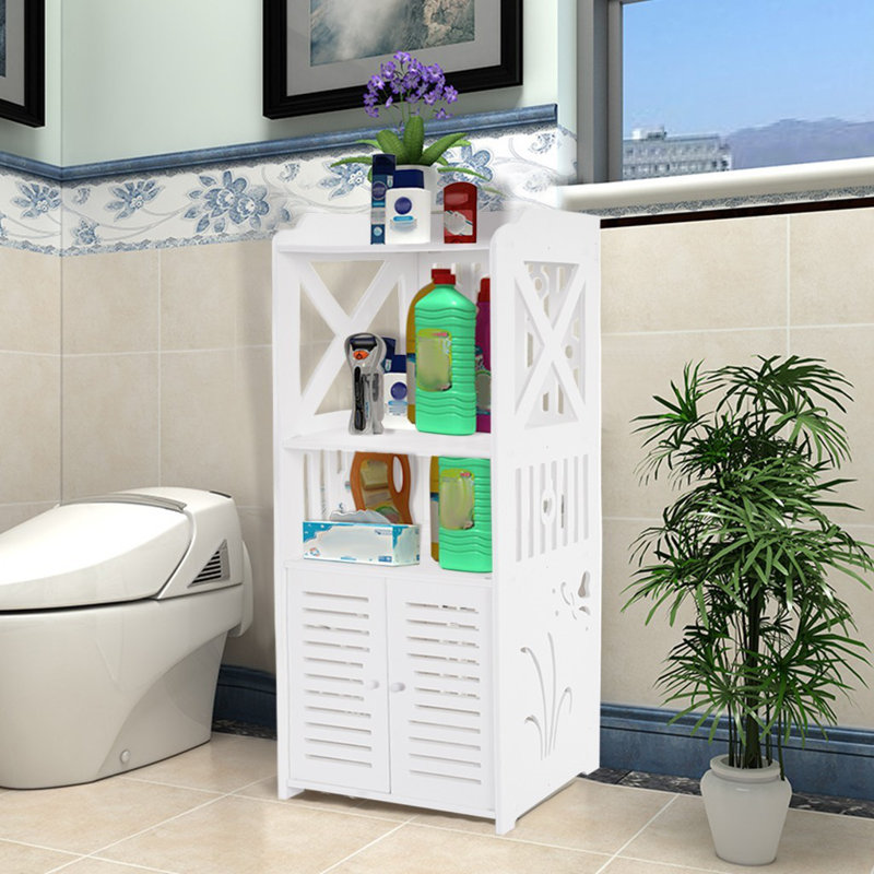 Winston Porter Bathroom Storage Corner Floor Cabinet Toilet Vanity Cabinet Bath Sink Organizer Wayfair