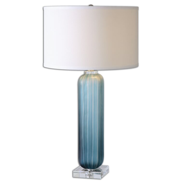 wayfair blue glass lamp