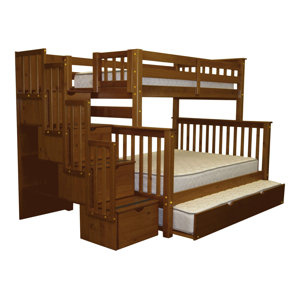 Stairway Twin over Full Bunk Bed with Trundle