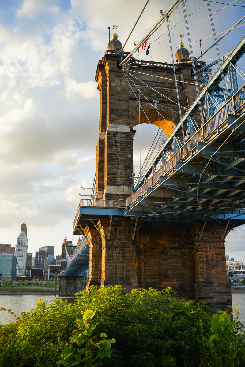 John A. Roebling Suspension Bridge - Wrapped Canvas Photograph Size: 20" W x 30" H