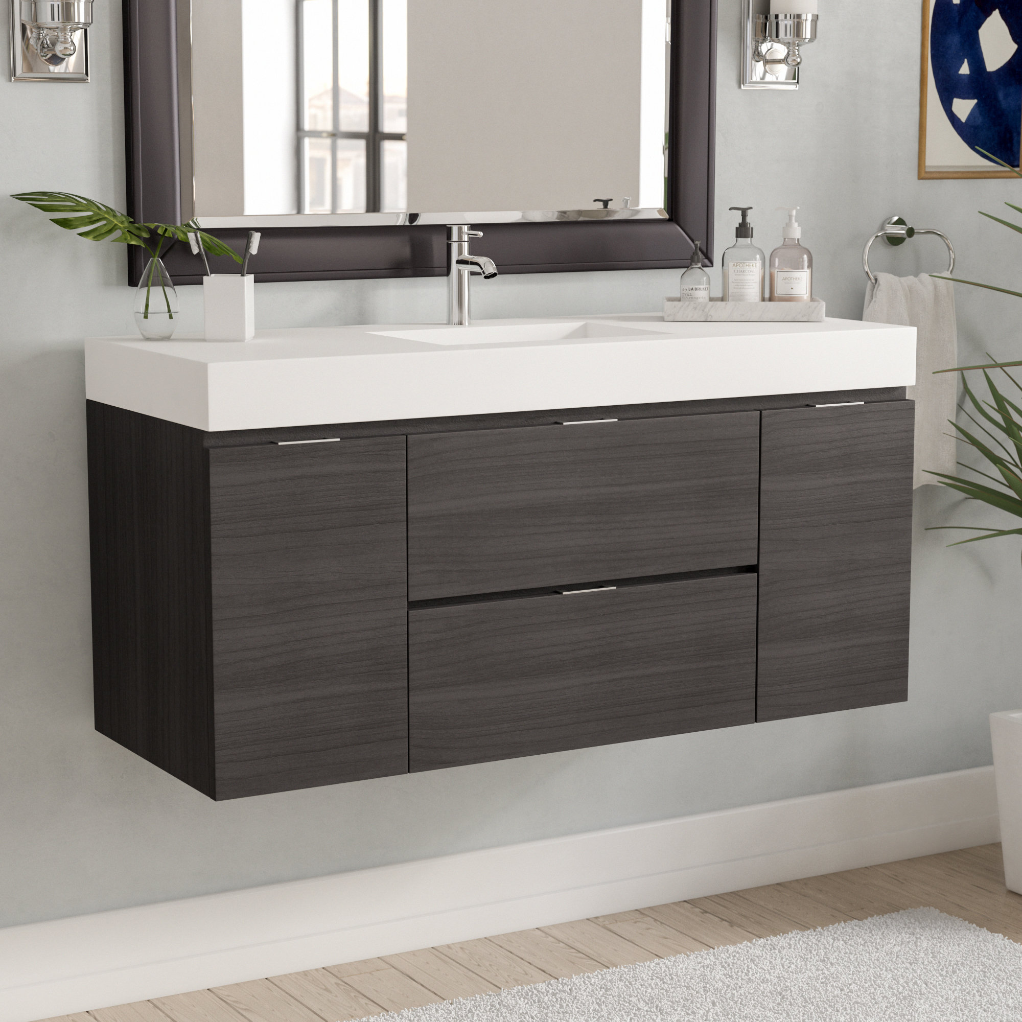 Wade Logan Tenafly 47 Wall Mounted Single Bathroom Vanity Set Reviews Wayfair