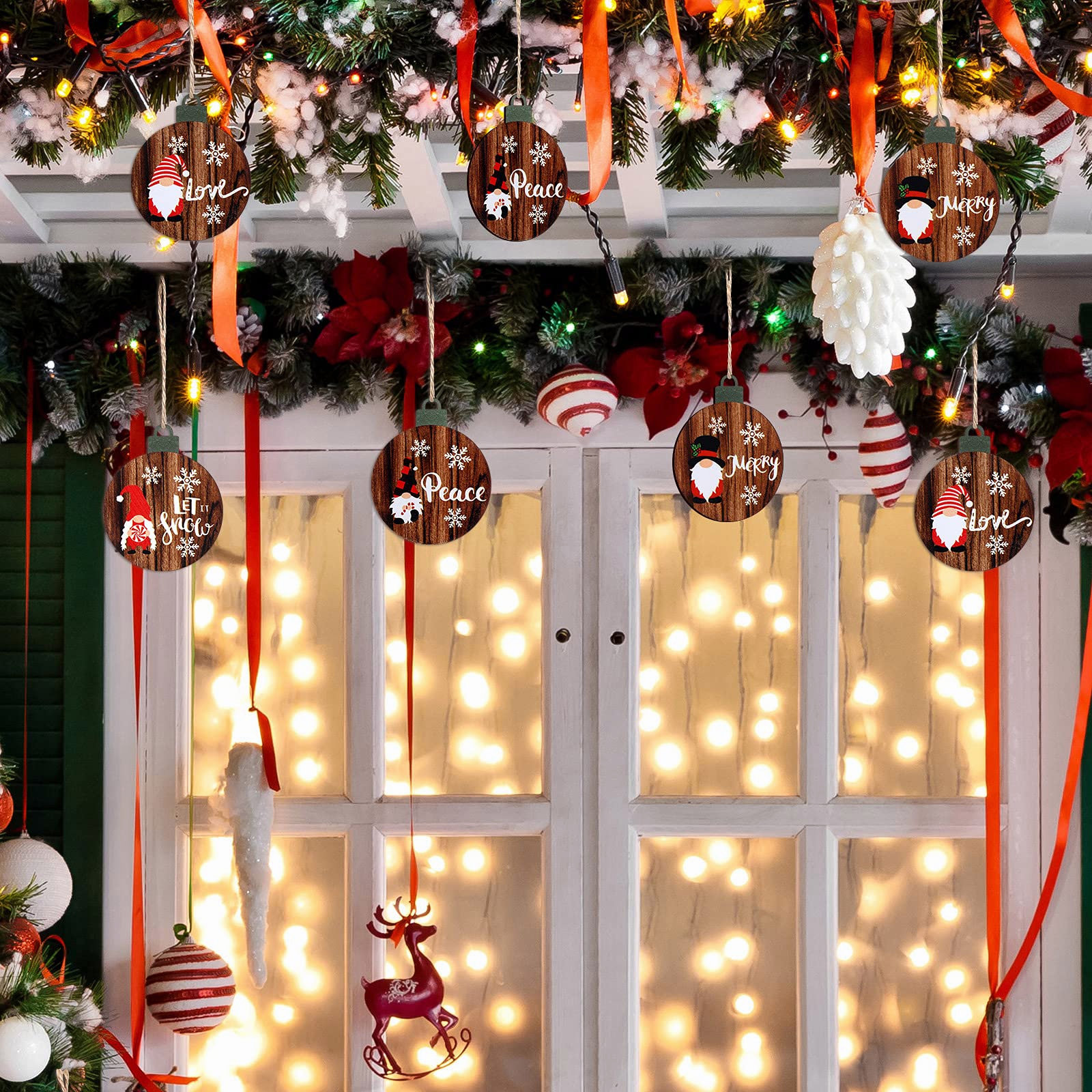 The Holiday Aisle 24 Christmas Tree Ornaments Wooden Hanging Farmhouse Christmas Decorations Rope Hanging Christmas Circle Hanging Wish Crafts Christmas Ornaments Set Christmas Holiday Party Decorations Wayfair