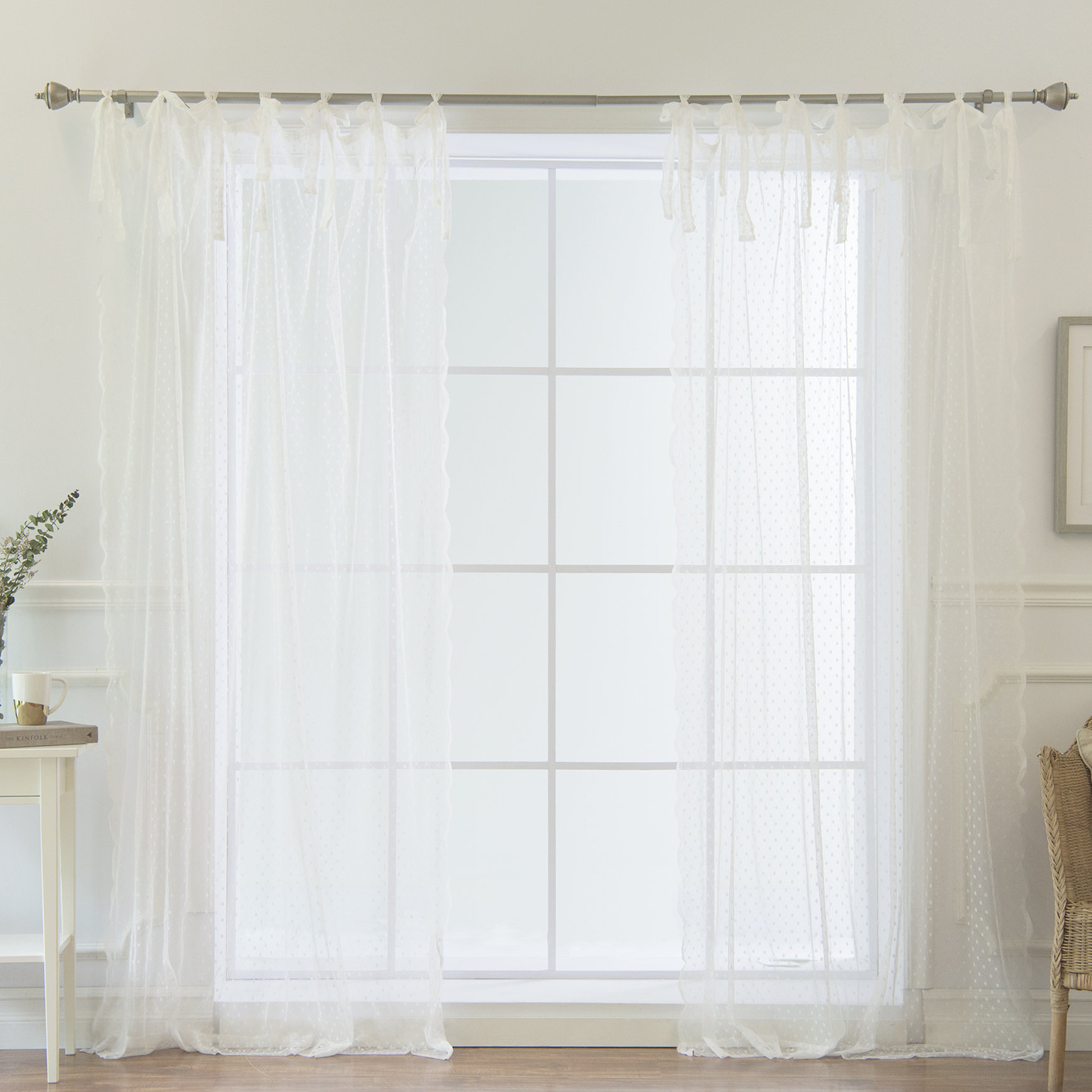 Ophelia Co Rosenda Lace Polka Dots Sheer Tab Top Curtain Panels