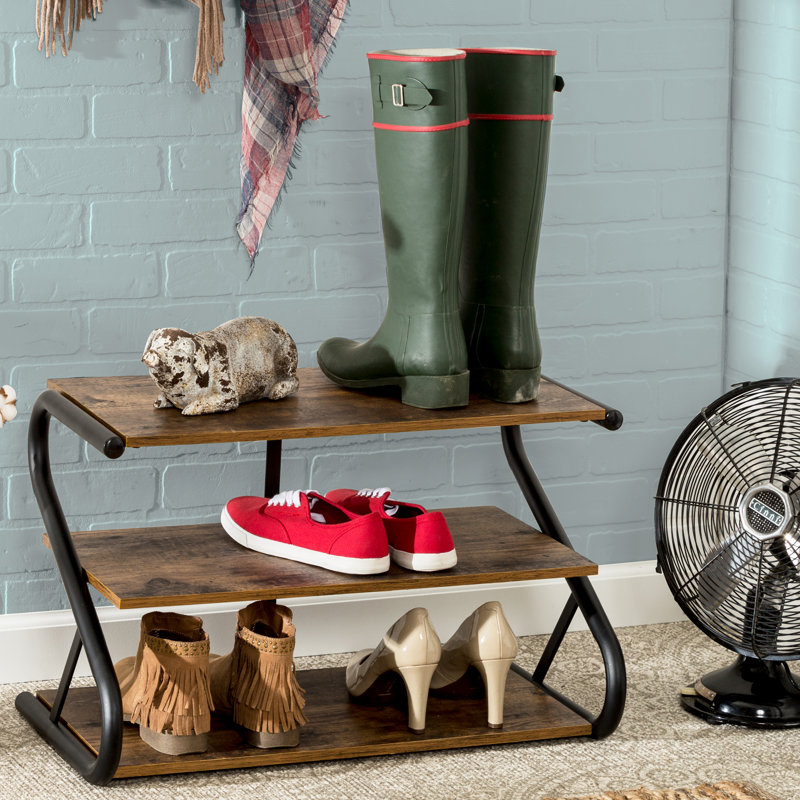 Greyleigh™ Rustic ZFrame 3Level 9 Pair Shoe Rack