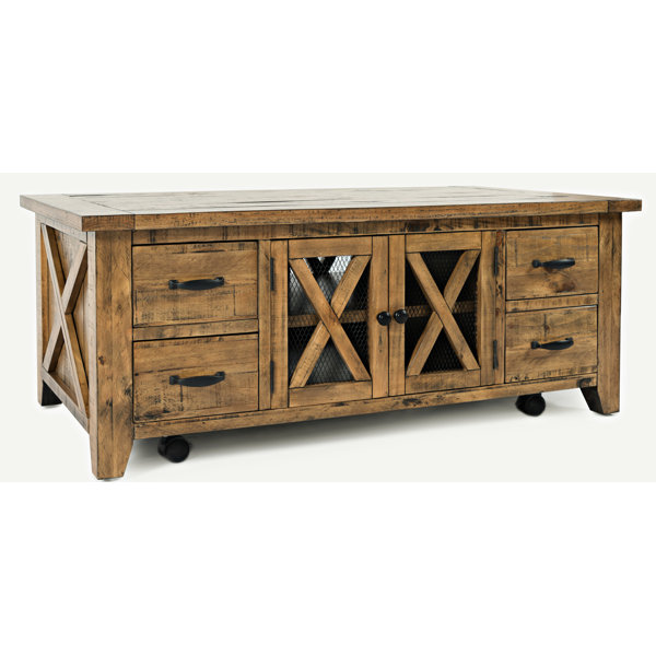 Loon Peak Thame Solid Wood Coffee Table With Storage Wayfair