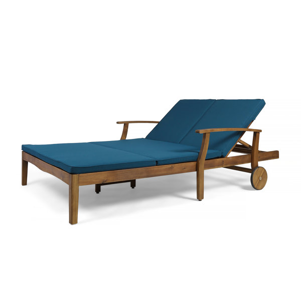 Antonia Double Reclining Teak Chaise Lounge with Cushion & Reviews AllModern