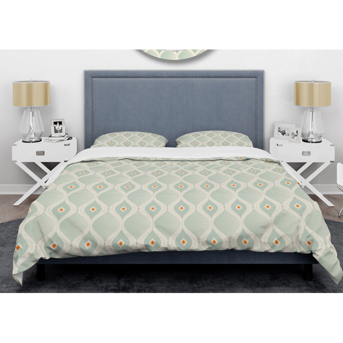 East Urban Home Retro Abstract Drops X Mid Century Duvet Cover Set