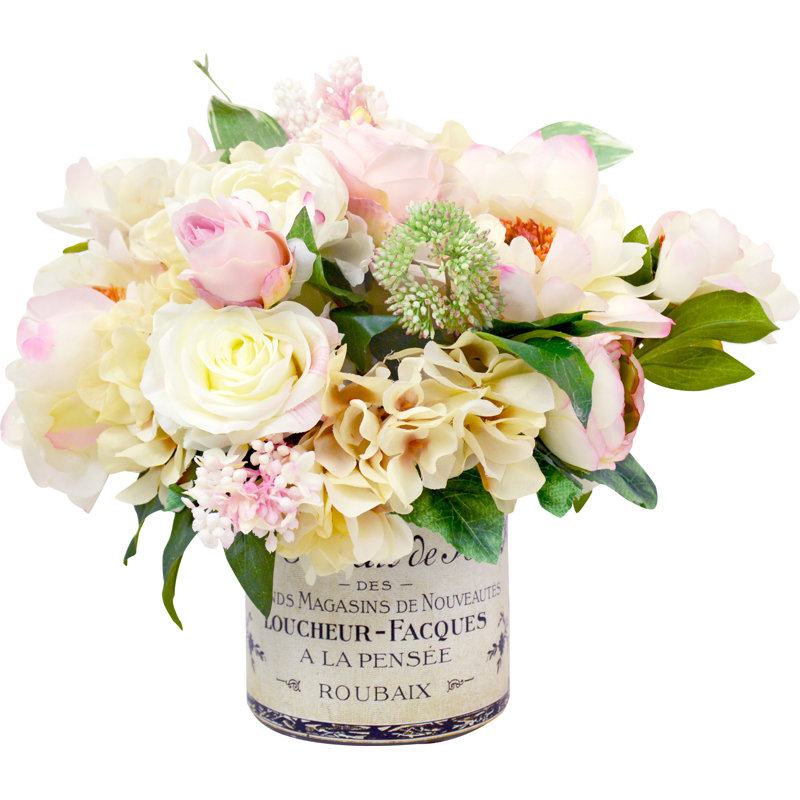 Creative Displays Inc Mixed Peony And Hydrangea Floral Arrangement In Vase Reviews Perigold