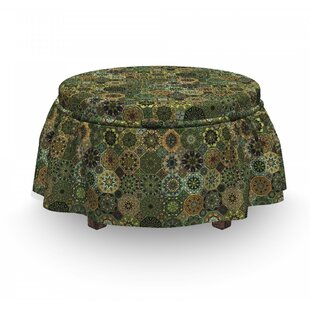 Oriental Floral Octagon Ottoman Slipcover (Set Of 2) By East Urban Home