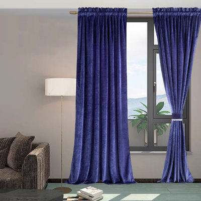 Velvet Solid Room Darkening Thermal Rod Pocket Curtain Panels