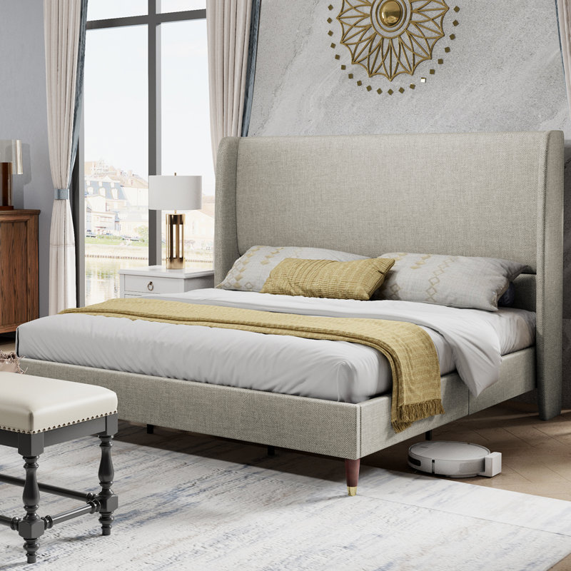 Belo Upholstered Low Profile Platform Bed Size: King, Color: Brown