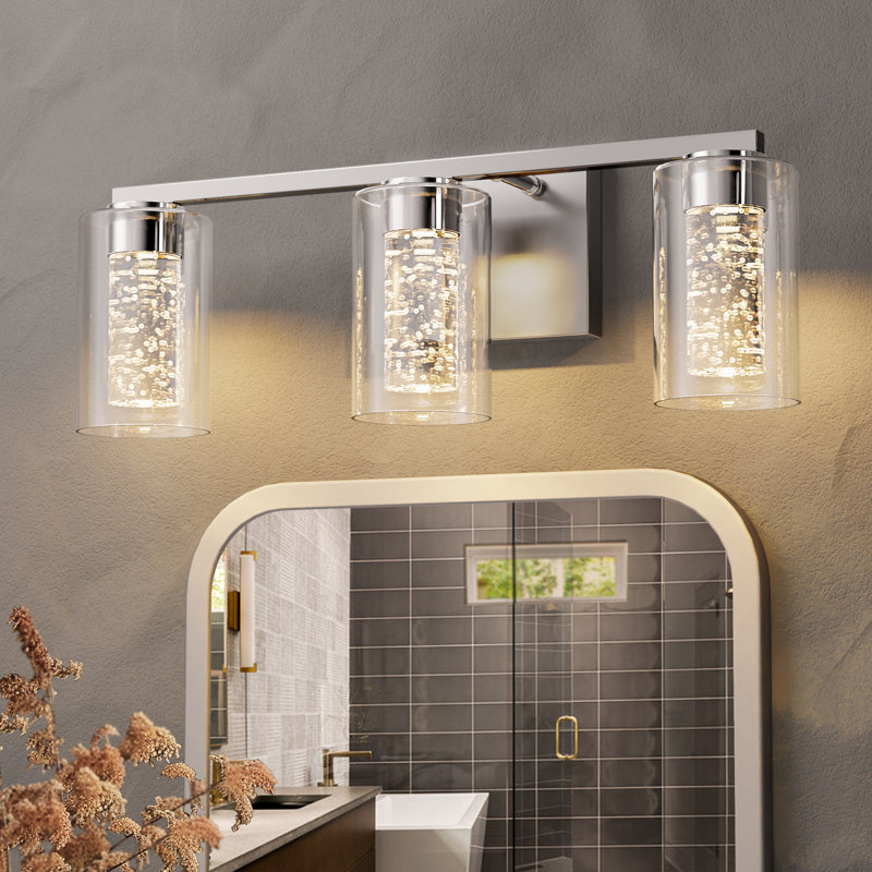 Ayushma Dimmable Crystal LED Bathroom Vanity Light with Glass Shade