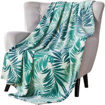 80x60 inches QSmx Tropical Leaves of Palm Tree and Flowers Flamingo Blankets King Size Flannel Fleece Microfiber Throw Blanket Luxury Cozy Couch Bed Car Office Blankets Super Soft and Warm Plush 