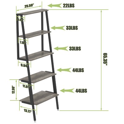Steelside™ Mansi 65.35'' H x 25.59'' W Steel Ladder Bookcase & Reviews ...