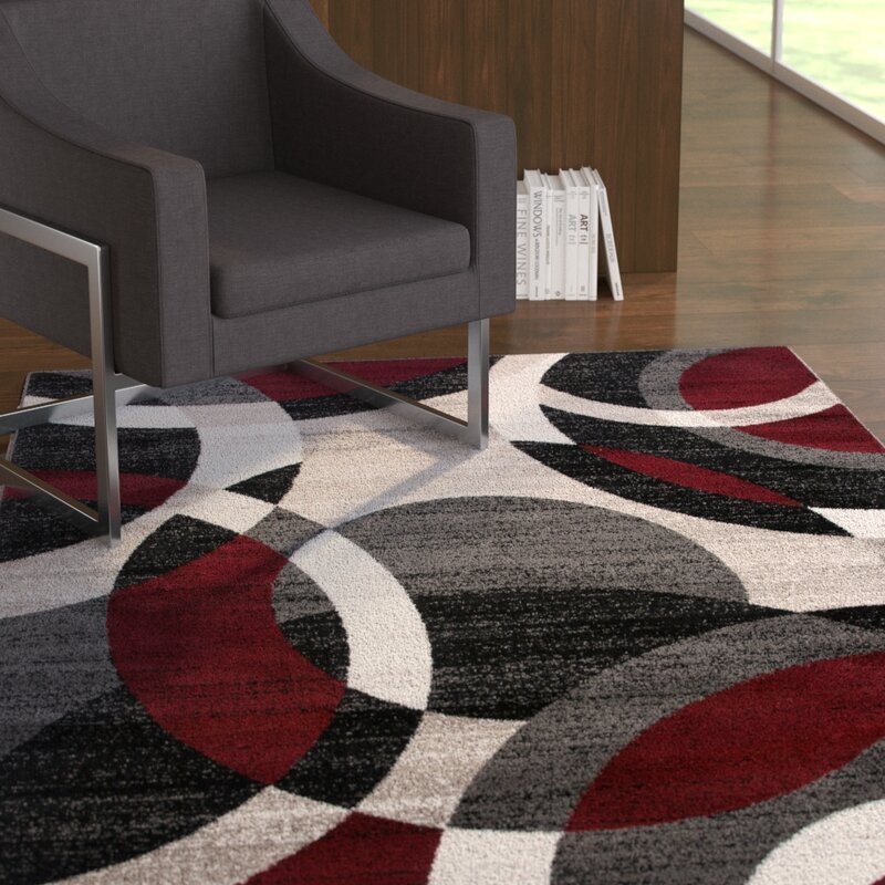 Ebern Designs Bridlington Abstract Burgundy/White Area Rug & Reviews ...