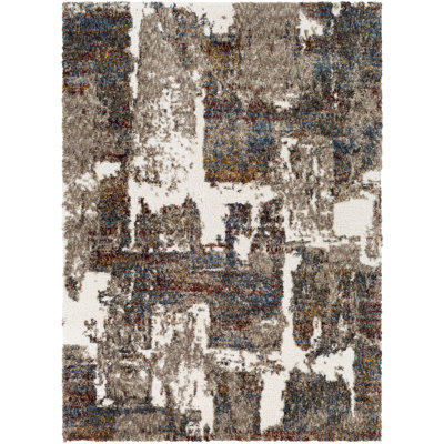 Maestas Abstract Shag Cream/Navy Area Rug