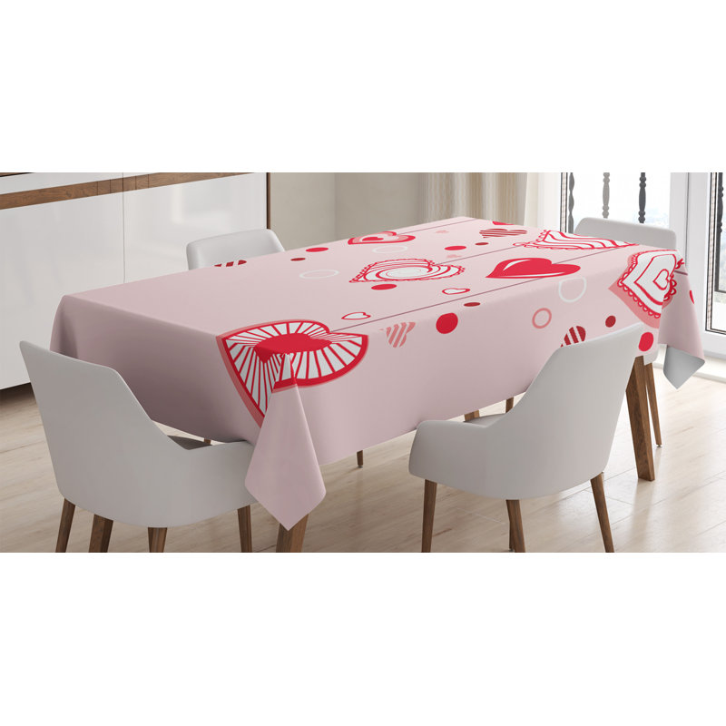 East Urban Home Ambesonne Love Tablecloth Contour Hearts Hanging