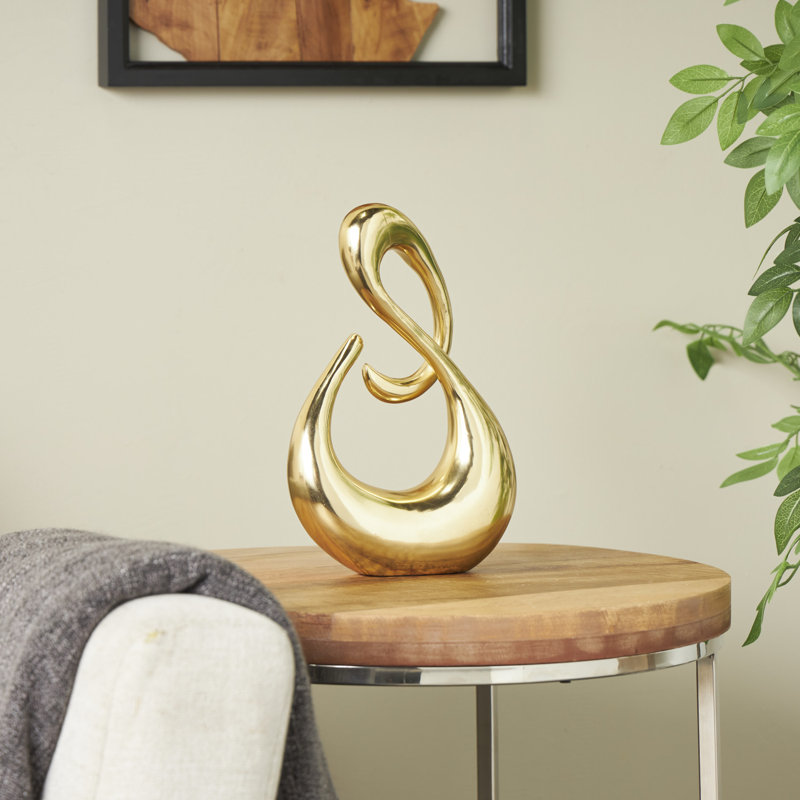 Layleen Aluminum Metal Swirl Abstract Decorative Sculpture Size: 11.55" H X 7.4" W X 2.9" D, Finish: Gold