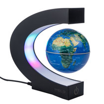 LED Floating Globe World Map Rotating Magnetic O Shape Levitation Ball New 