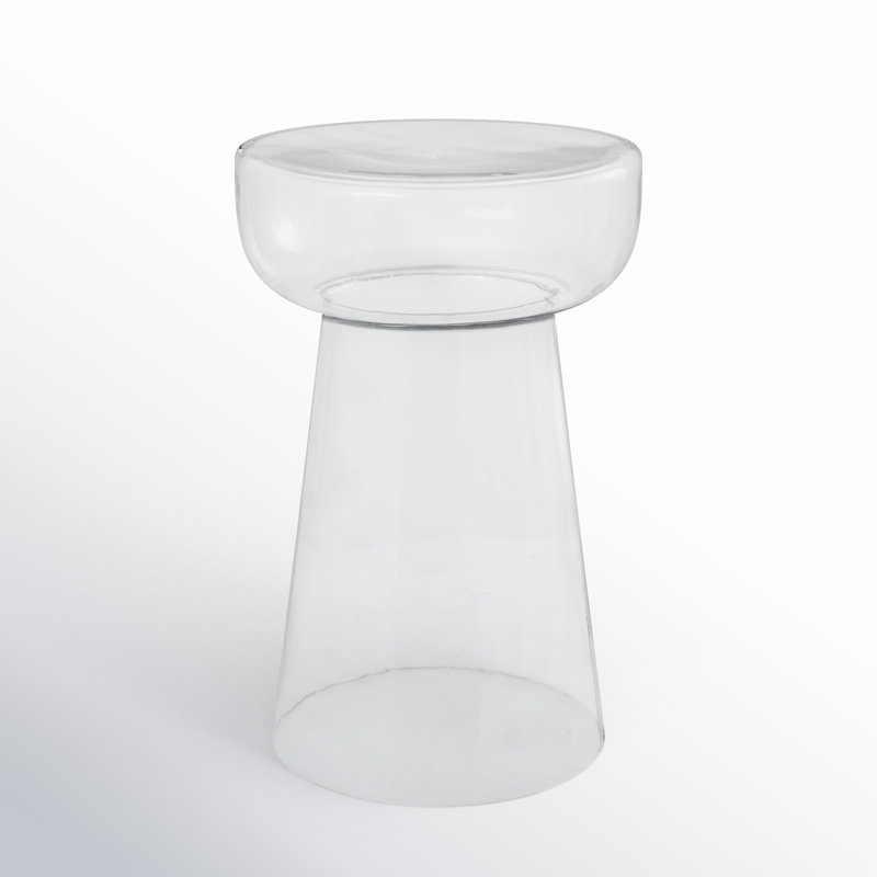 Maxxe Glass Drum End Table Color: Clear