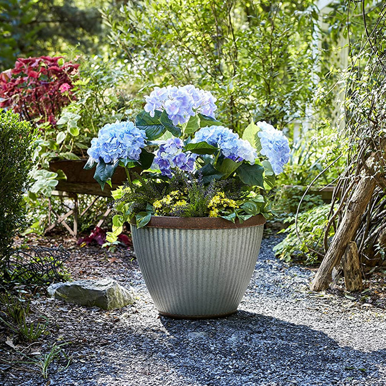 20 Inch Resin Barrel Planter Indoor Outdoor Garden Decor Large Flower Plant Pot 