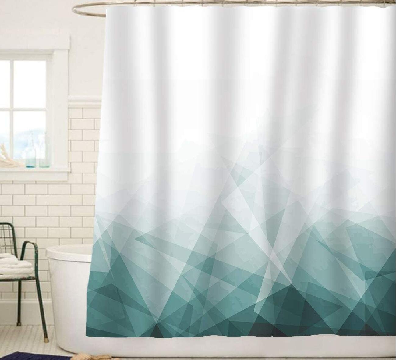 Damask Shower Curtain Ombre Abstract Floral Print for Bathroom 