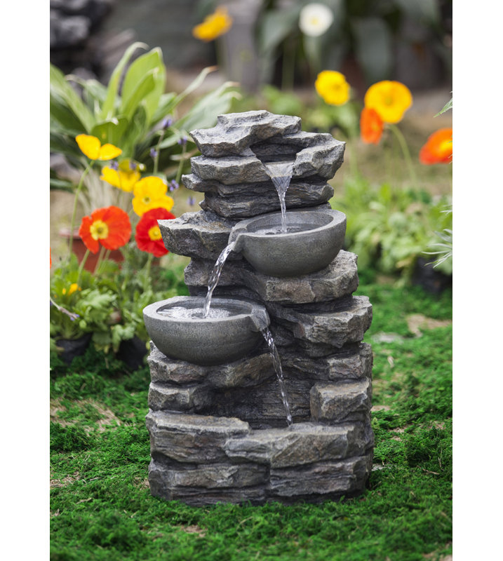 Jeco Inc Resin Fibergl Rock And Pot Waterfall Water Fountain Resin Fibergl Rock And Pot Waterfall Water Fountain