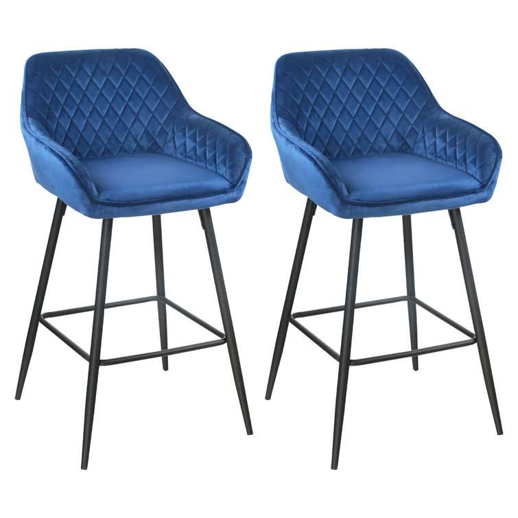 Starlyn Modern Velvet Bar Stools Set Of 2, Counter Height Bar Chairs With Backrest And Footrest,Comfortable Bar Stools With Arm For Pub, Coffee, Home ...