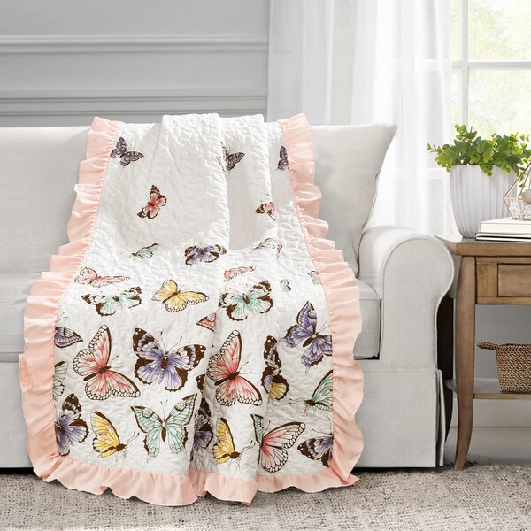BLUE BUTTERFLY PRINT QUILT ALL SEASON FOR BED SOFT QUILT BLANKET 