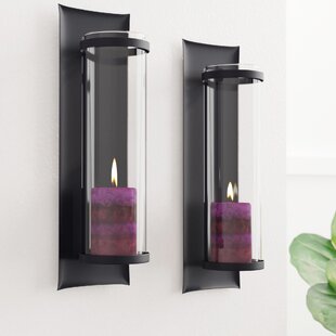 Wall Mounted Sconce Candle Holder 2 Piece Set Home Spa Salon Decor Leaf Gift Box 