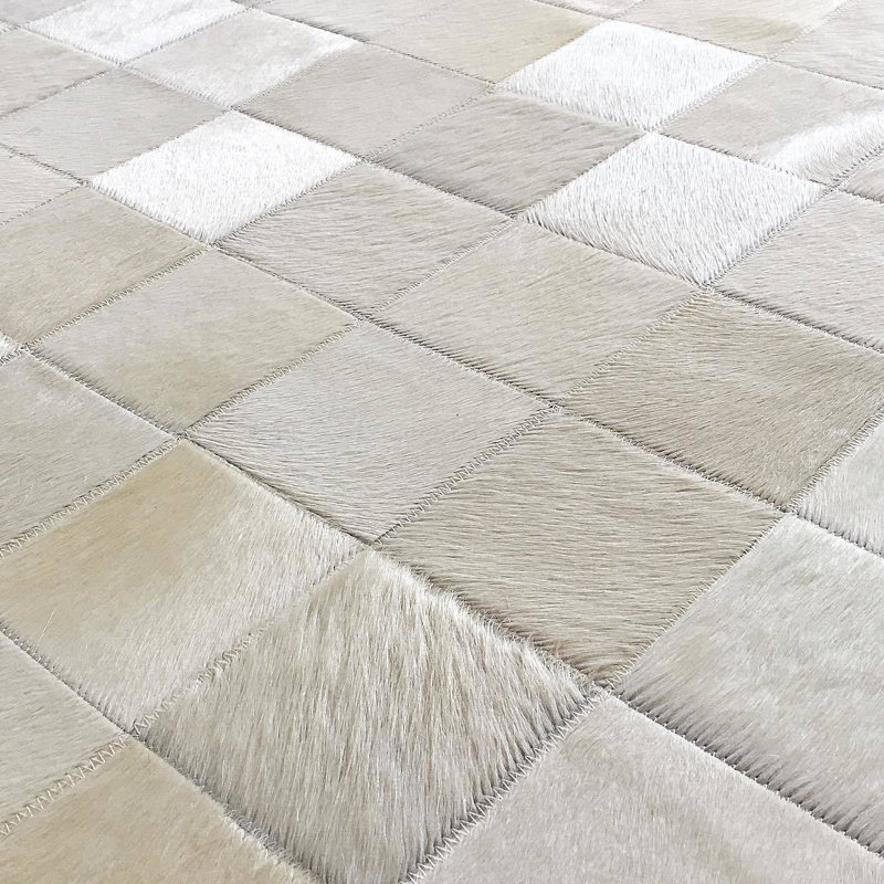 Foundry Select Beekman Patchwork Hand Woven Cowhide Off White Area