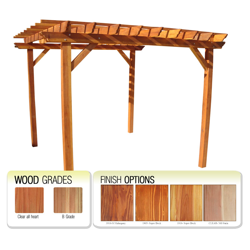 Best Redwood 120 W X 120 D Solid Wood Pergola Wayfair