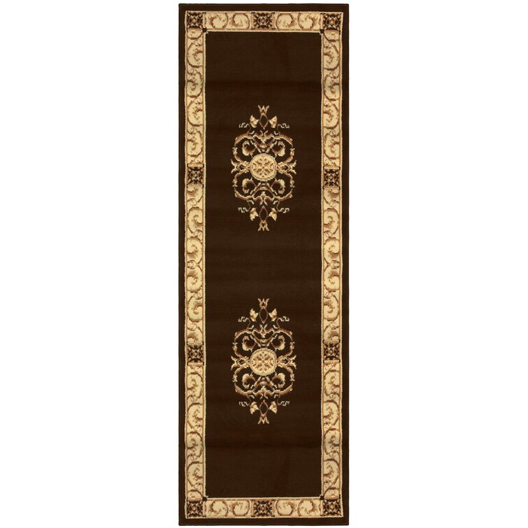 Floral Medallion Rug with Broad Border Superior Elegant Medallion Collection 5 x 8 Area Rug Attractive Rug with Jute Backing Coffee Durable and Beautiful Woven Structure