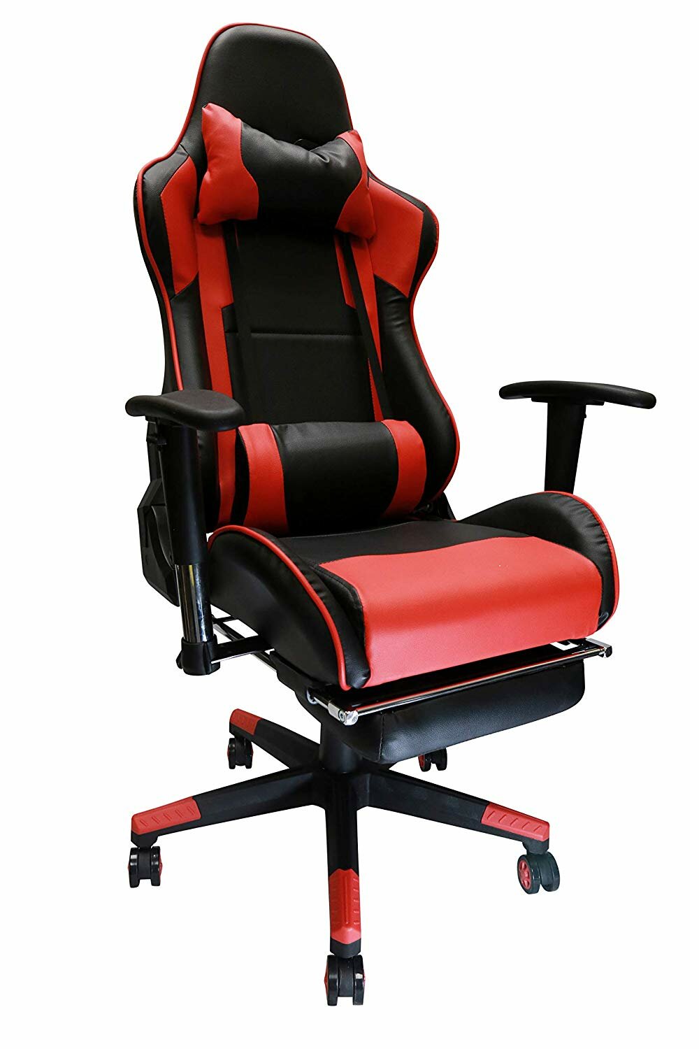 erognomic racing gaming chair with adjustable armrest and footrest red