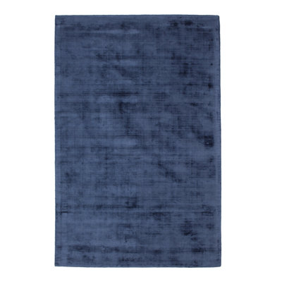 Hand Knotted Silk Navy Area Rug LOOMY Rug Size Rectangle 9 x 12