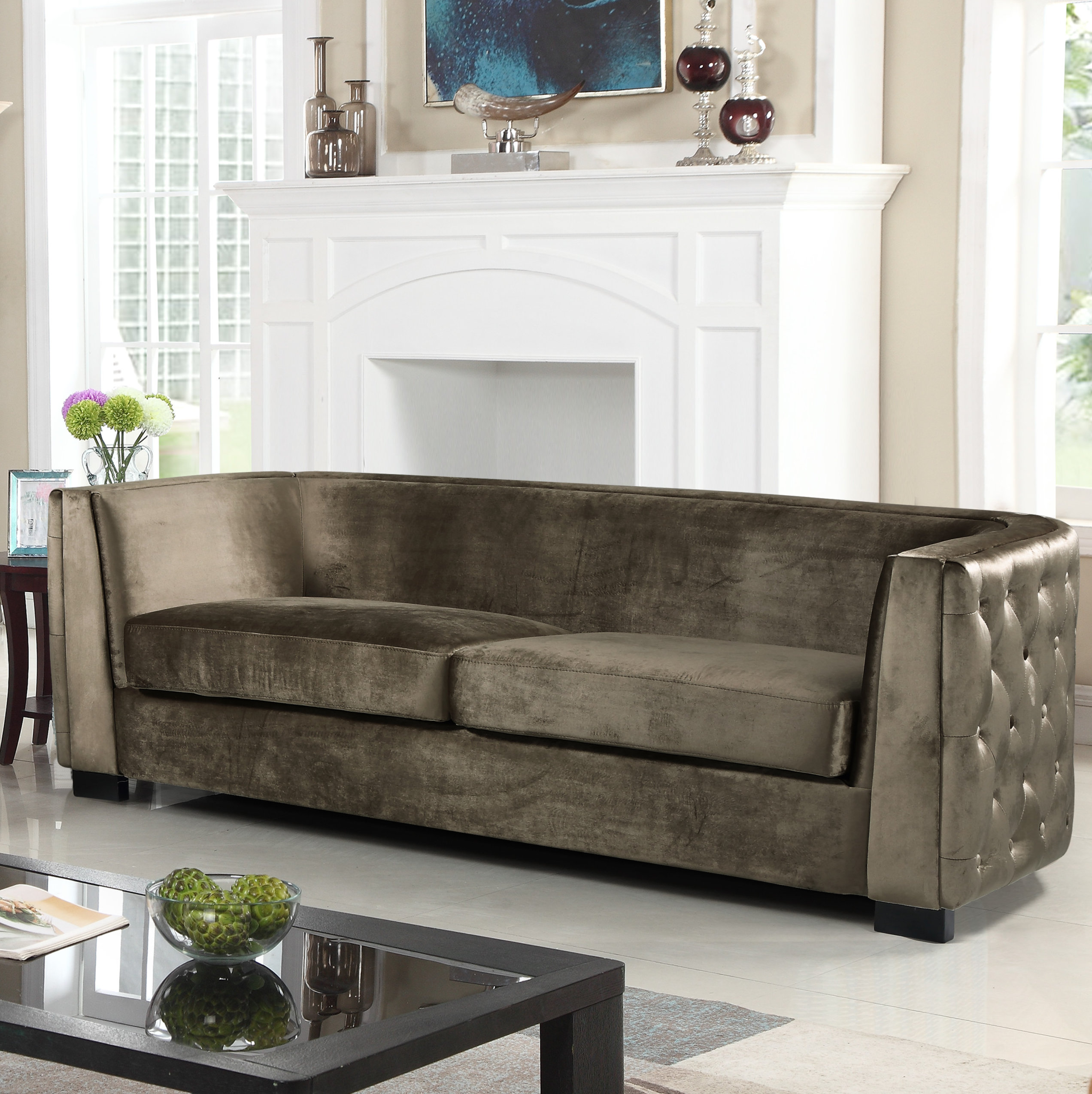 Rosdorf Park Orben On Tufted Curved Shelter Arm Chesterfield Curved Shelter Arm Chesterfield