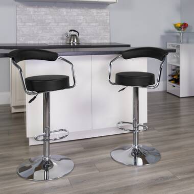 Kidol & Shellder Bar Stools Set of 2,Adjustable Barstools Bar Height,Modern Armless Saddle Seat Counter Stools，Black 