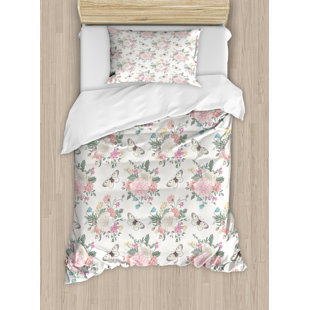 Sweet Pea Bedding Wayfair Shabby Elegance Peonies Sweet Peas Roses Bouquet And Erflies Pastel Tones Bridal Theme Duvet Cover Set