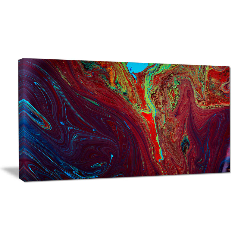 Designart Dark Red Abstract Acrylic Paint Mix Abstract Graphic Art