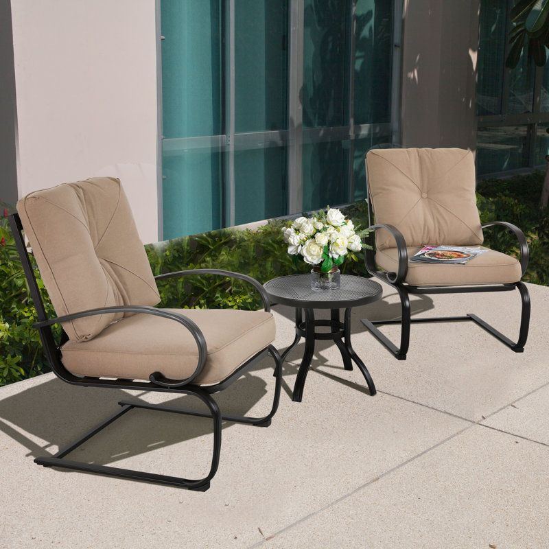 Charlton Home Deville 3 Piece 2 Person Seating Group With Cushions Reviews Wayfair